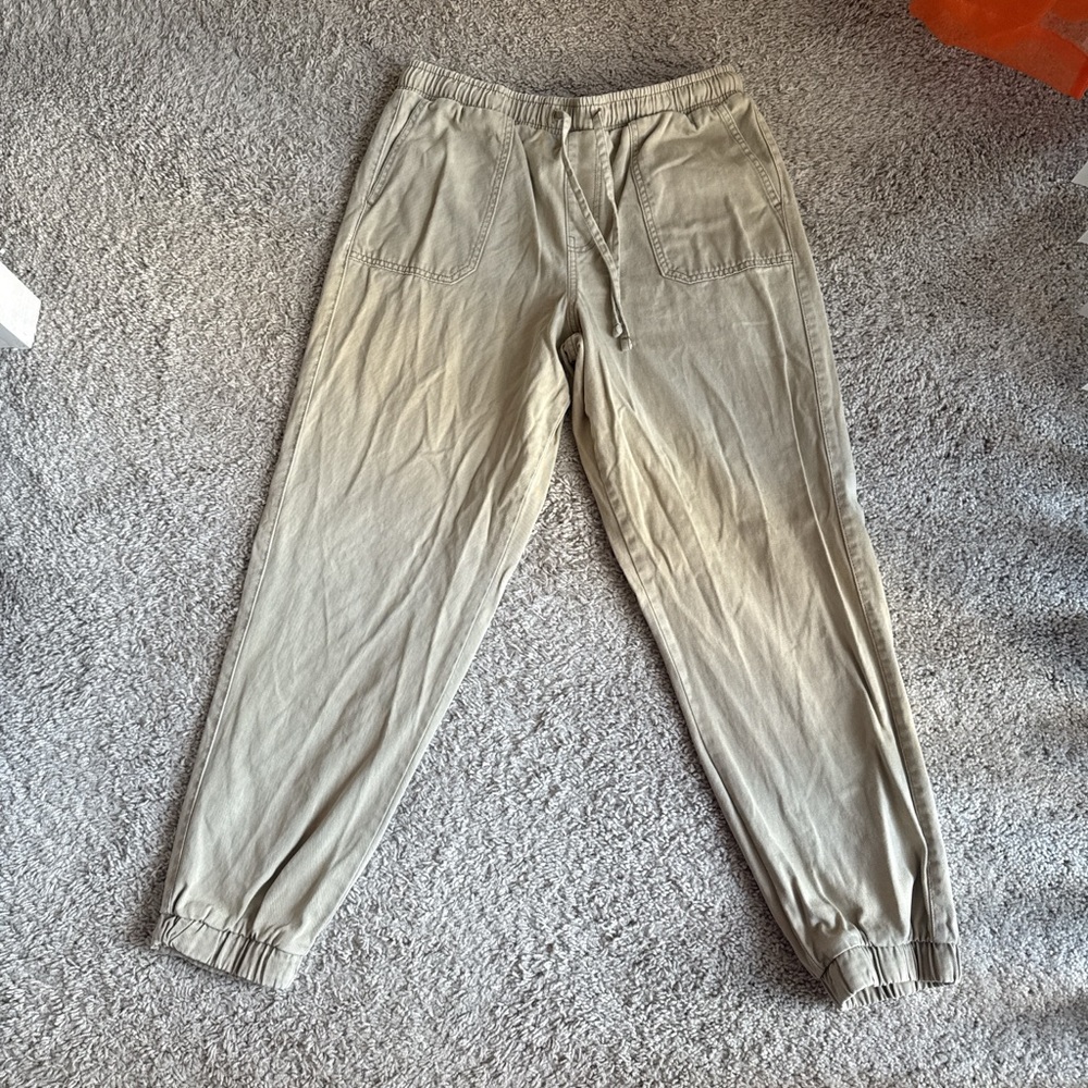 Primark Light Beige Elastic Waist Casual Pants